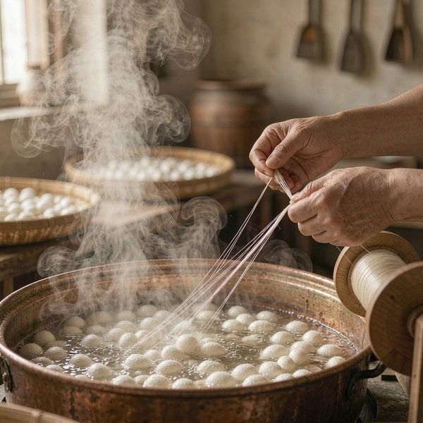 煮茧丝绵